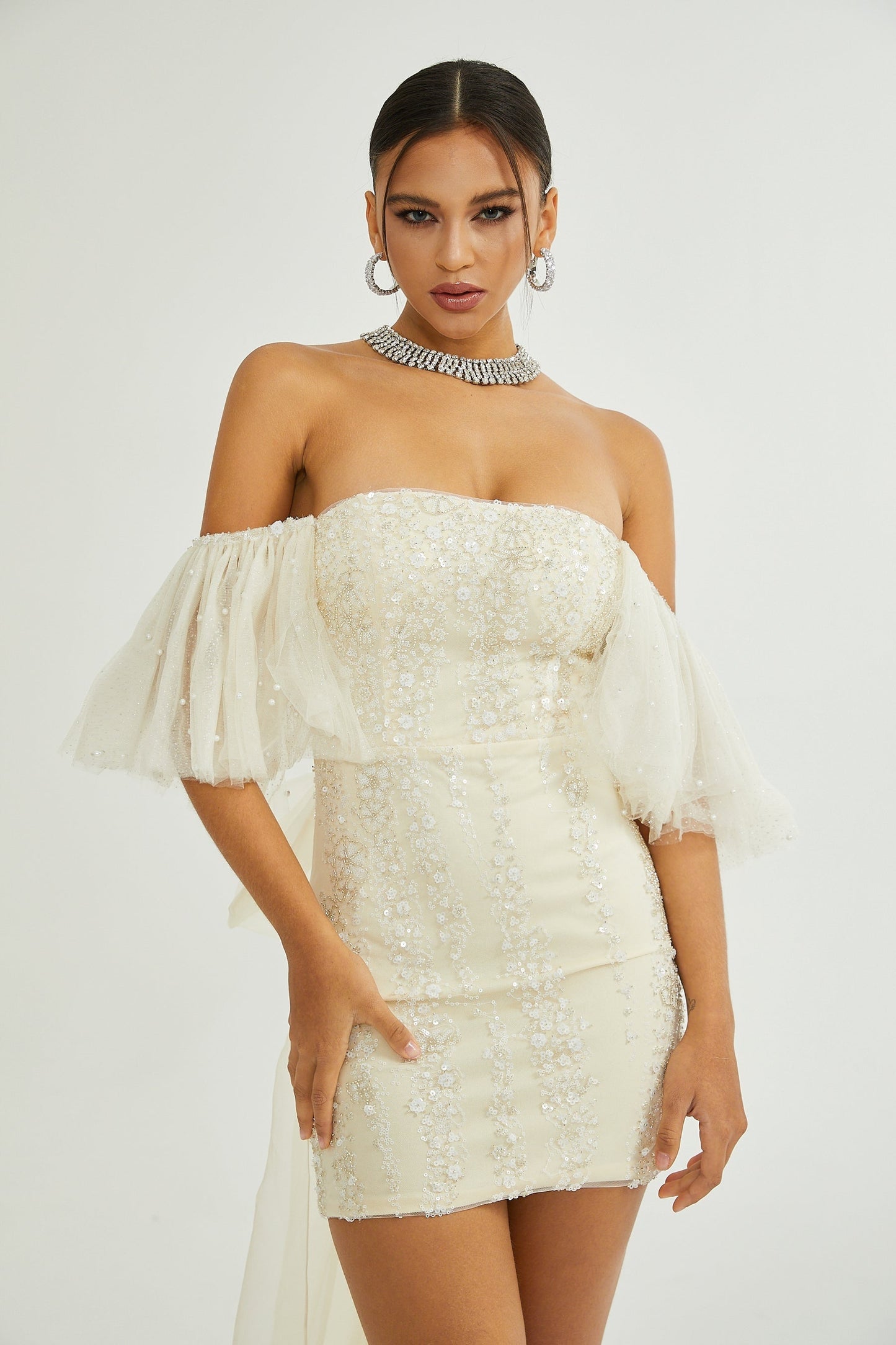 Coline sequinembellished mesh dress