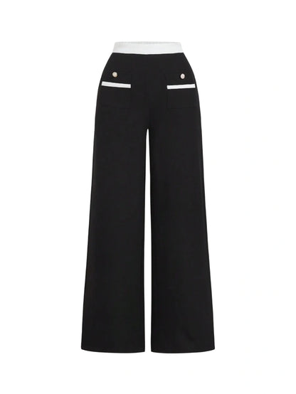 Colorblock Retro College Style Womens Long Pants Old Money Style Back To School Clothes