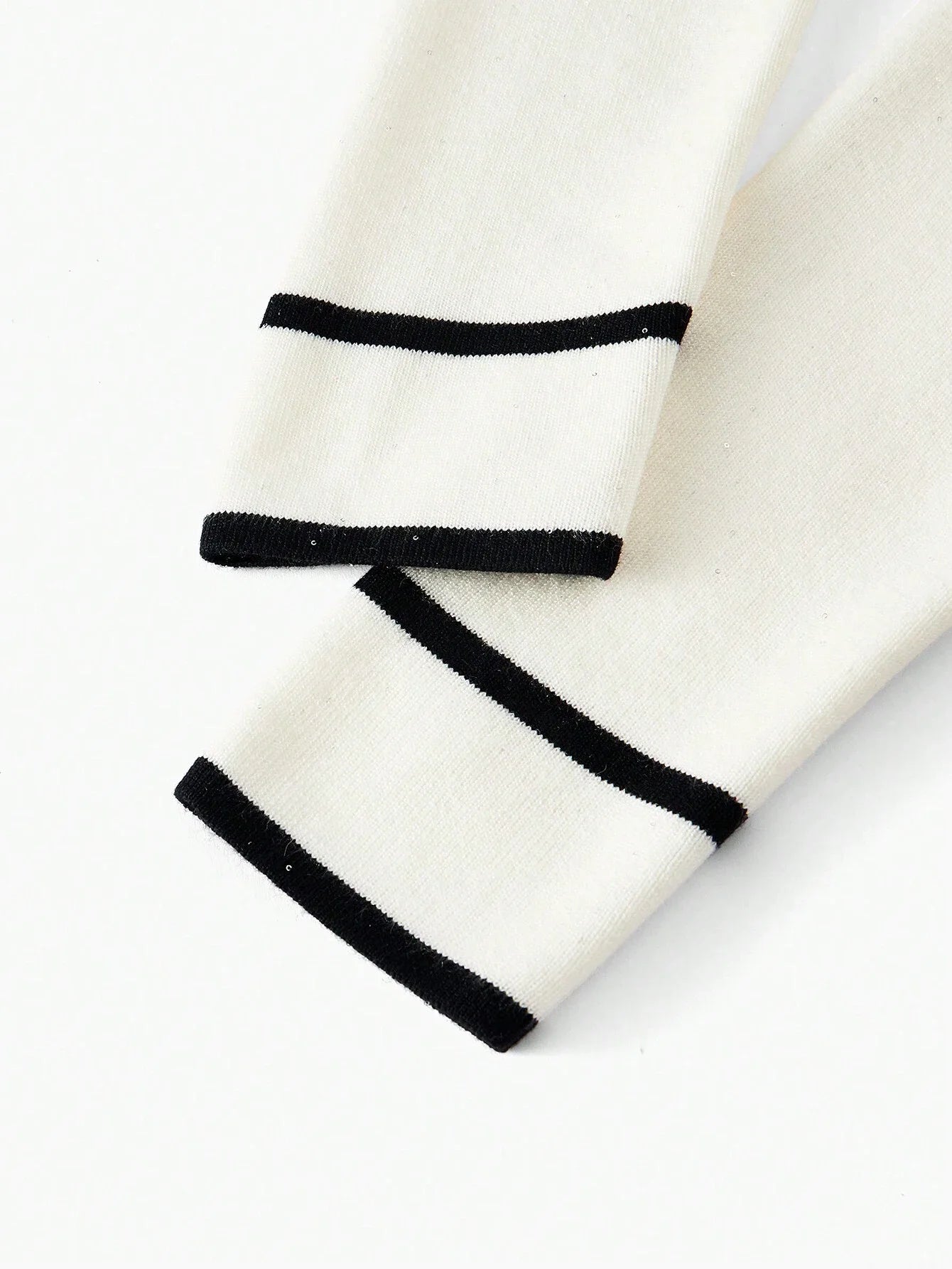 Colorblock Trim Front Button Long Sleeve Blouse amp Knit ALine Skirt Set