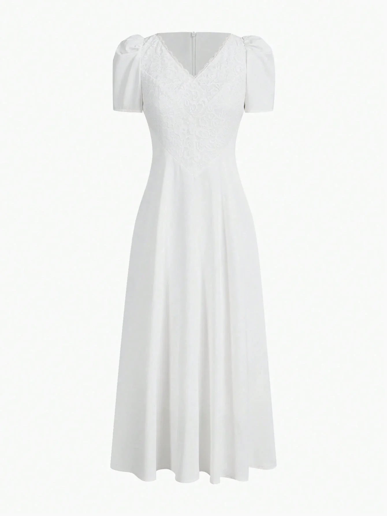 CONTRAST LACE ZIPPER DRESS