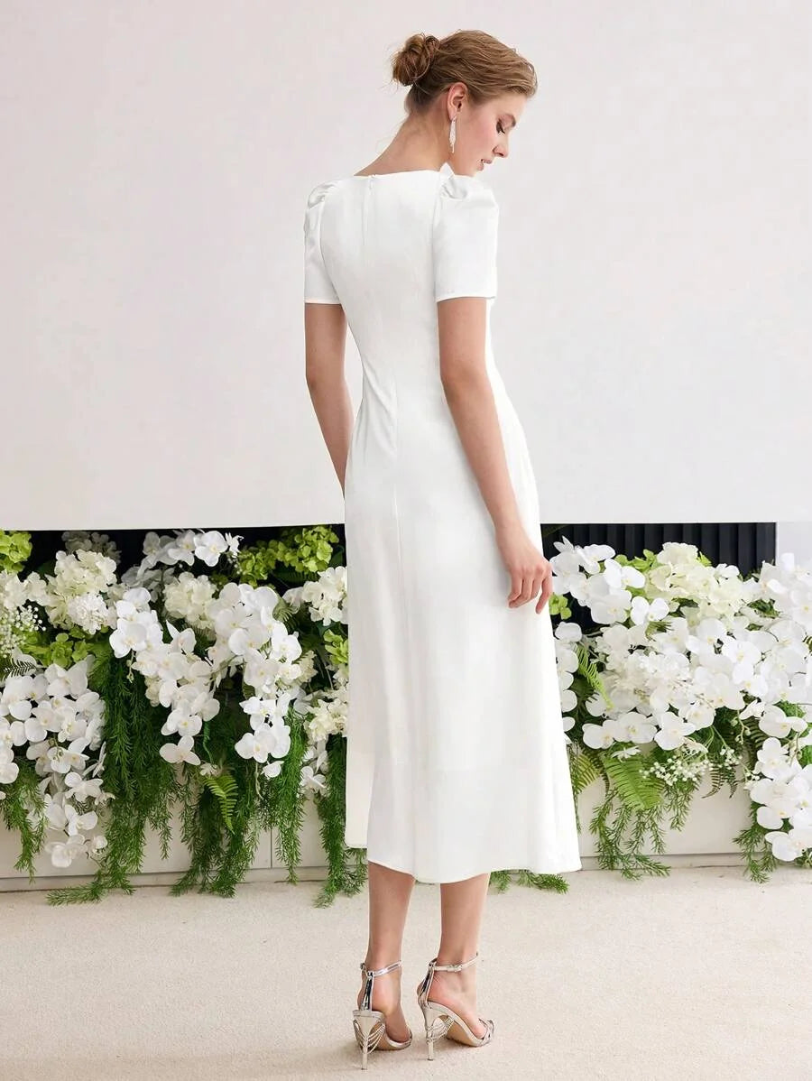 CONTRAST LACE ZIPPER DRESS