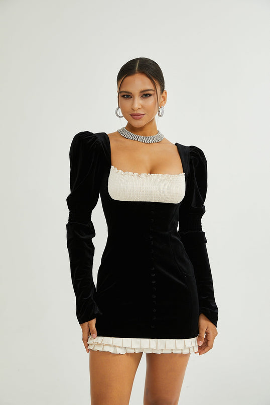 Coralie longsleeved velvet mini dress
