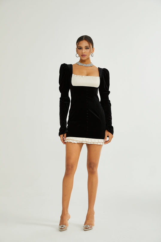 Coralie longsleeved velvet mini dress