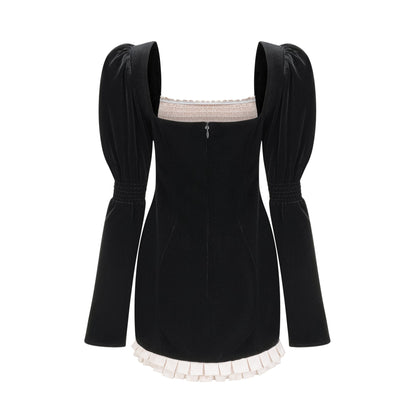 Coralie longsleeved velvet mini dress
