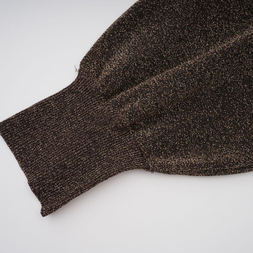 Cordélia brown metallicthreading ribbed midi dress