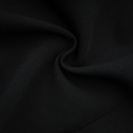 Corinna Black Long Sleeve Midi Dress lapels pleats waist-tightened silhouette long sleeves front button fastening midi length 65% cotton 35% polyester luxurious blend comfort style versatile wardrobe staple fashion enthusiast