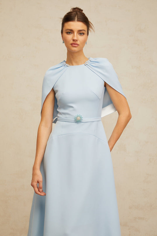 Cosima Blue Crystal Embellished Midi Dress