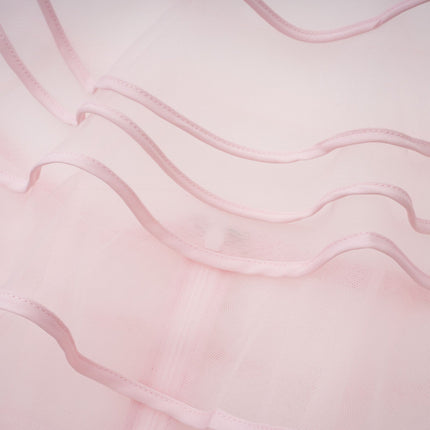 Cosima Maxi Dress in Pink tiered halterneck ruffled tulle sleeveless beauty elegance halterneck design tiered silhouette rear zip fit luxurious 100% Nylon Polyamide fiber composition standout piece formal events special occasions stunning pink dress turn heads length sophistication epitome luxury