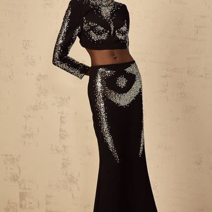 Costanza Black Sequin Top and Skirt Set