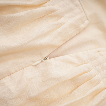 Costanza Neutrals Floral Linen Midi Dress
