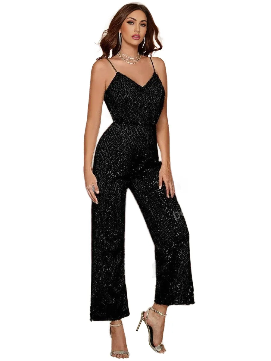 Crazy Womens Summer Oversized Sequined Jumpsuit For Concerts