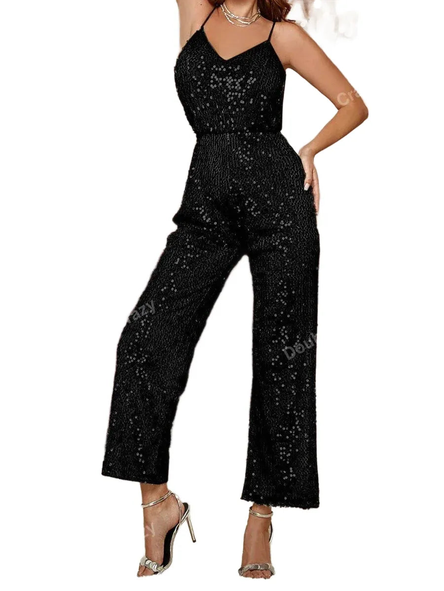 Crazy Womens Summer Oversized Sequined Jumpsuit For Concerts