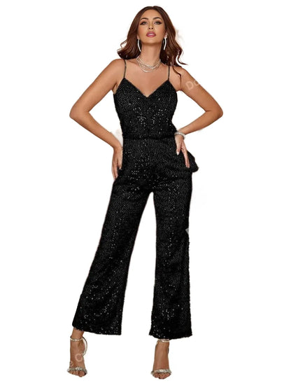 Crazy Womens Summer Oversized Sequined Jumpsuit For Concerts