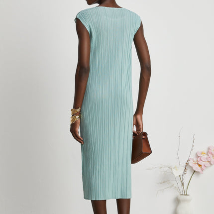 Cynthia Mint Green Dress Coat Set Knitted Pleated Elasticated Cuffs