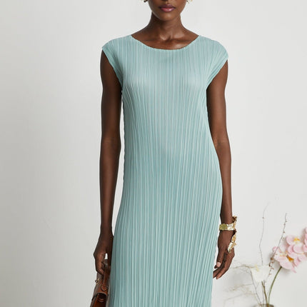 Cynthia Mint Green Dress Coat Set Knitted Stretch Jersey Pleats Elasticated Cuffs
