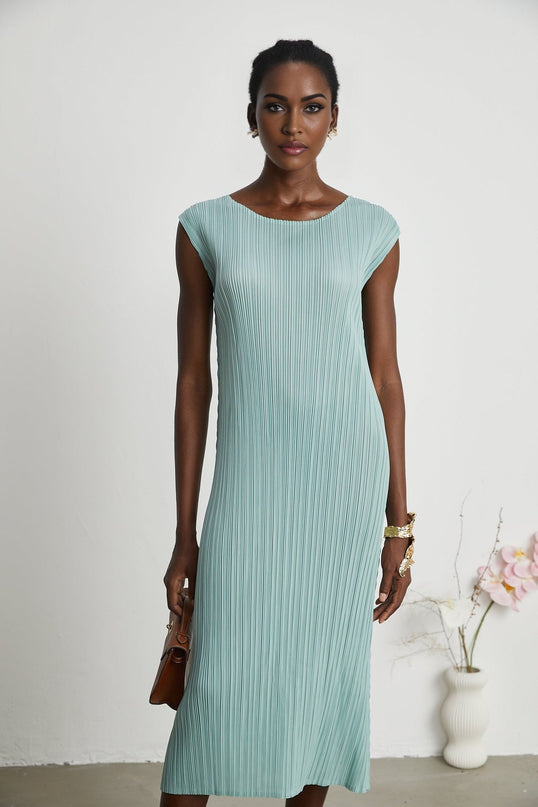 Cynthia Mint Green Dress Coat Set Knitted Stretch Jersey Pleats Elasticated Cuffs