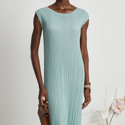Cynthia Mint Green Dress Coat Set Knitted Pleated Elasticated Cuffs
