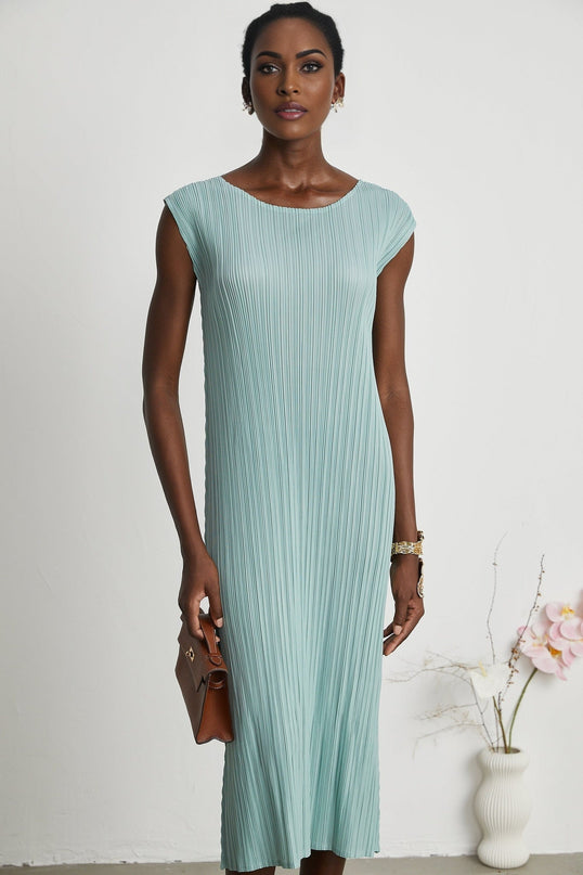 Cynthia Mint Green Dress Coat Set Knitted Pleated Elasticated Cuffs