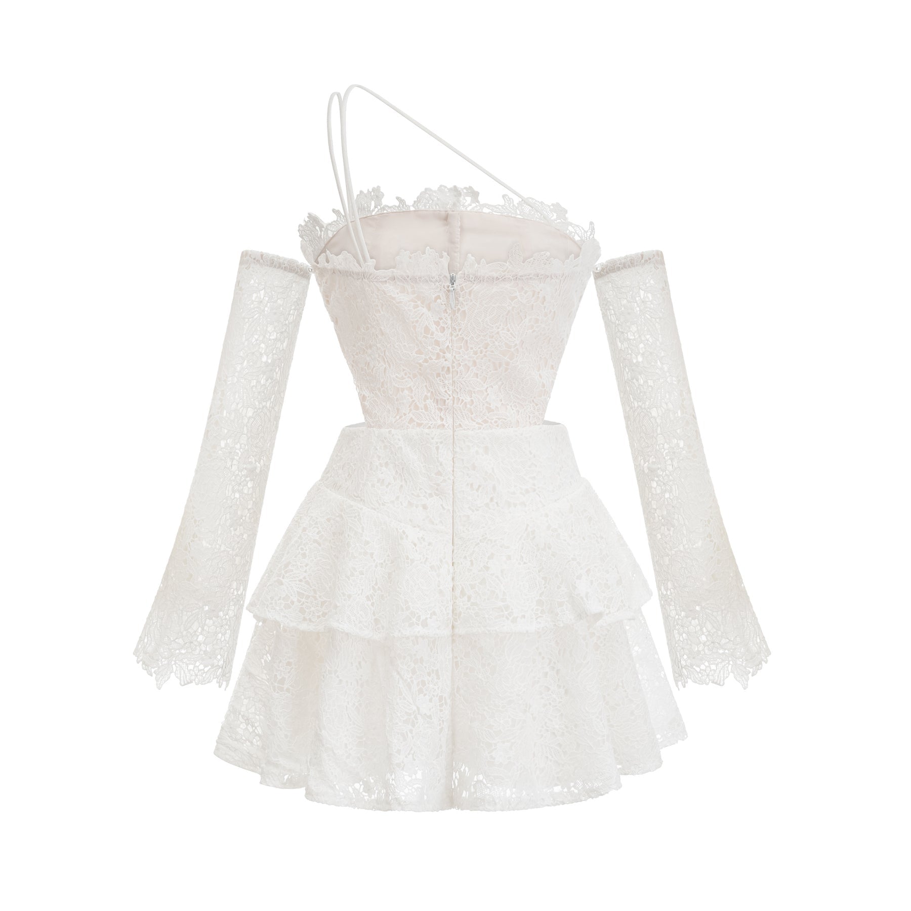 Cyrielle corded lace tiered mini dress
