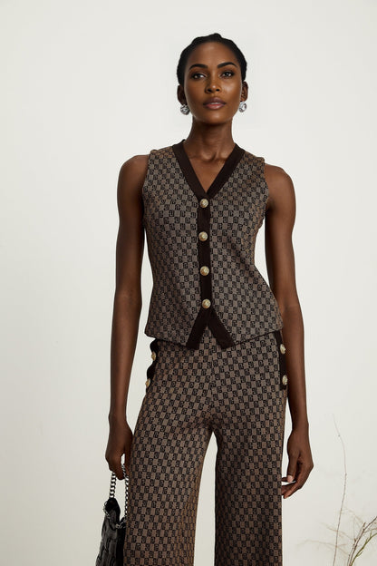 Cyrielle monogramjacquard top  trousers matching set