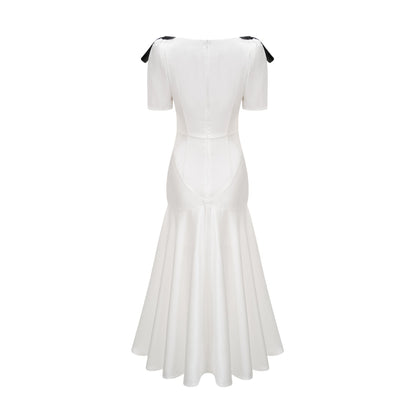 Cyrielle ribbondetail puffsleeve maxi dress