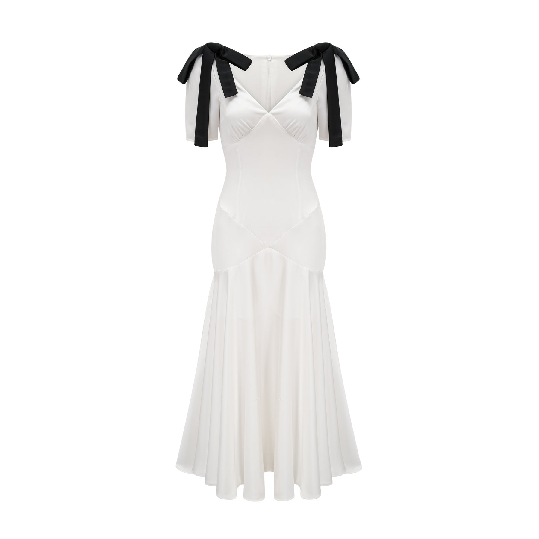 Cyrielle ribbondetail puffsleeve maxi dress