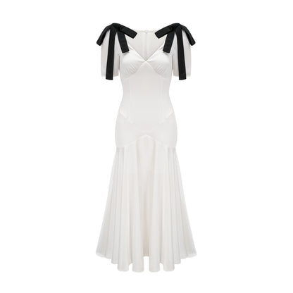 Cyrielle ribbondetail puffsleeve maxi dress