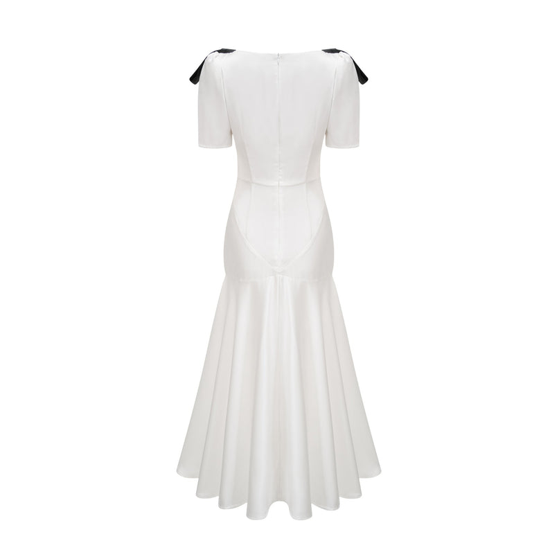 Cyrielle ribbondetail puffsleeve maxi dress