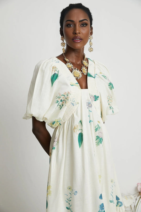 Cyrielle Vneck floralprint midi dress