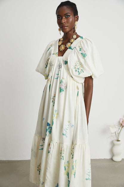Cyrielle Vneck floralprint midi dress