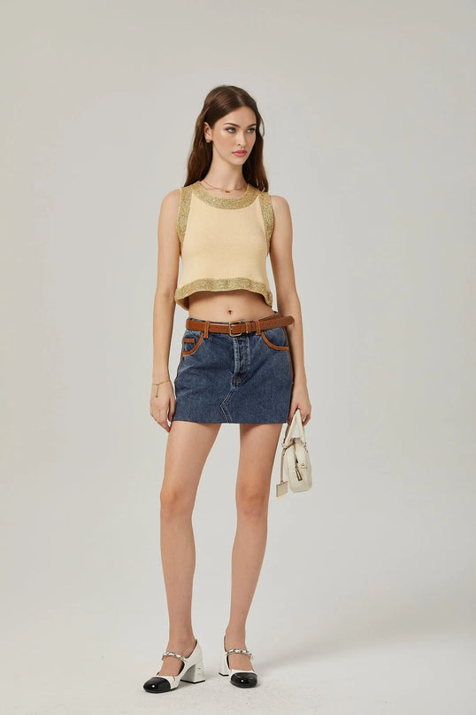 Cyrielle wool sequined embellished vest top