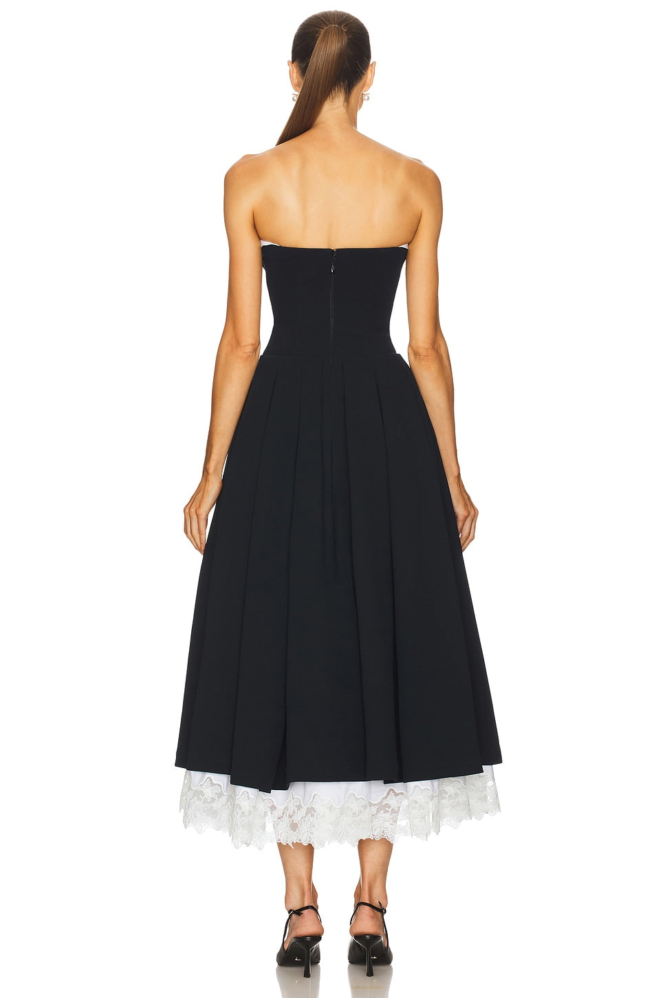 The Finale Midi Dress With Lace & Poplin Helsa