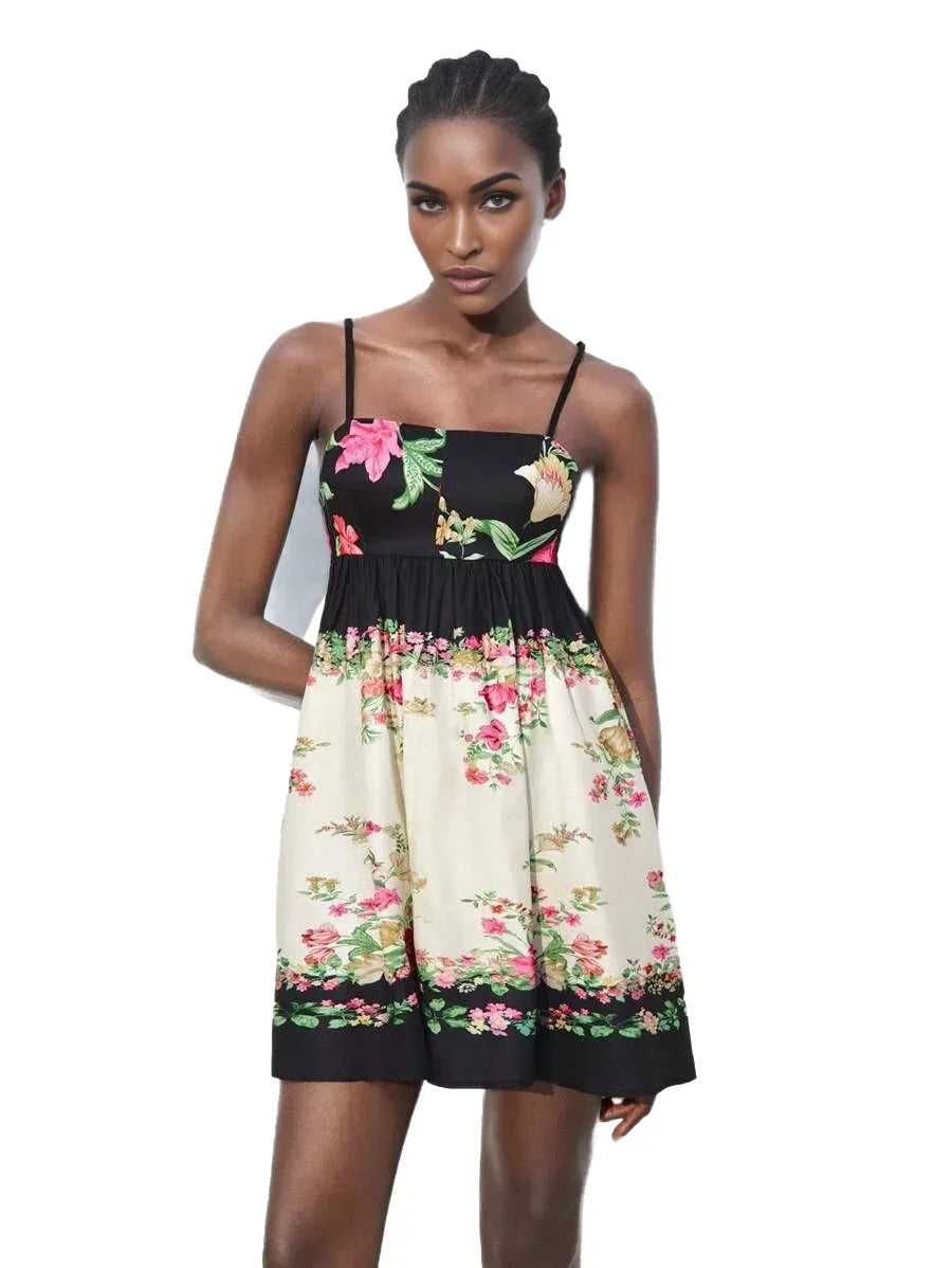 Printed Pattern Spaghetti Strap Casual Dress, Comfortable &amp; Versatile For Summer - modified image