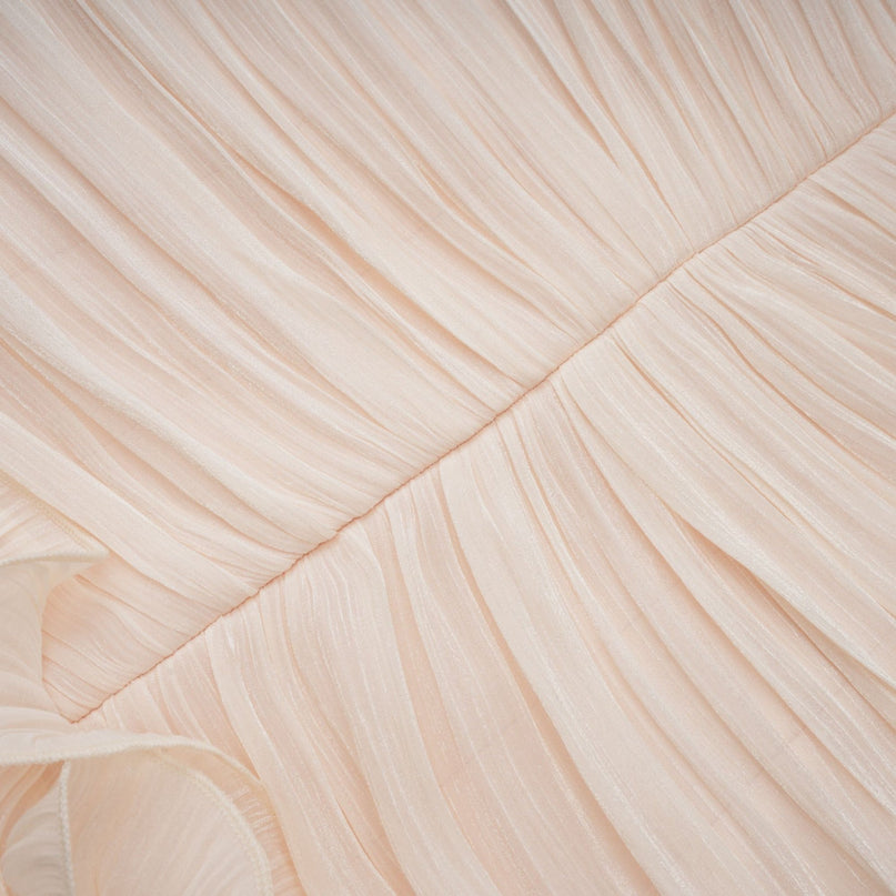 Dakota Neutrals Glitter Maxi Dress Terylene Fiber Corset Strapless Pleated Ruffled Half Lining Rear Zip Fastening