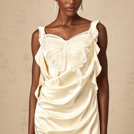 Dallas Neutrals Butterfly Applique Mini Dress
