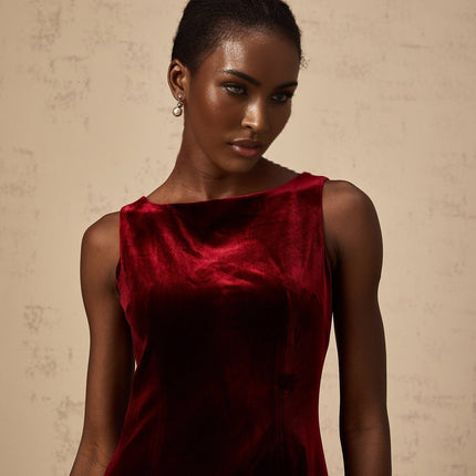 Dallas Red Velvet Peplum Mini Dress