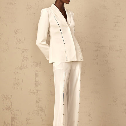 Dallas White Blazer Trousers Set Wide Leg