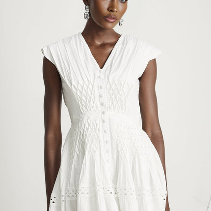 Dallas White Lace Trim Mini Dress