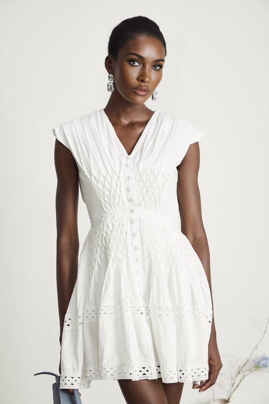 Dallas White Lace Trim Mini Dress