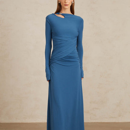Daneysha Royal Blue Ruched Maxi Gown