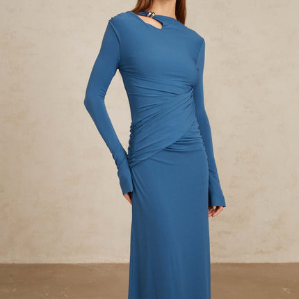 Daneysha Royal Blue Ruched Maxi Gown