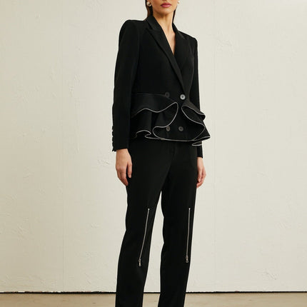 Danielle Black Zip Detail Matching Set Jacket Trousers