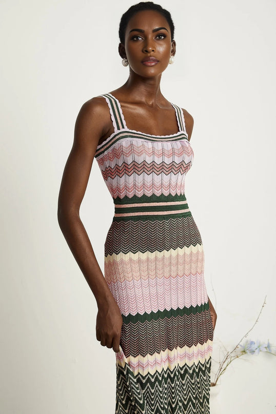 Daphné contrastcolor knitted midi dress