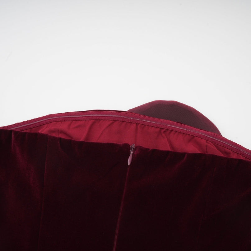 Daphne Red Velvet Floral Applique Mini Dress