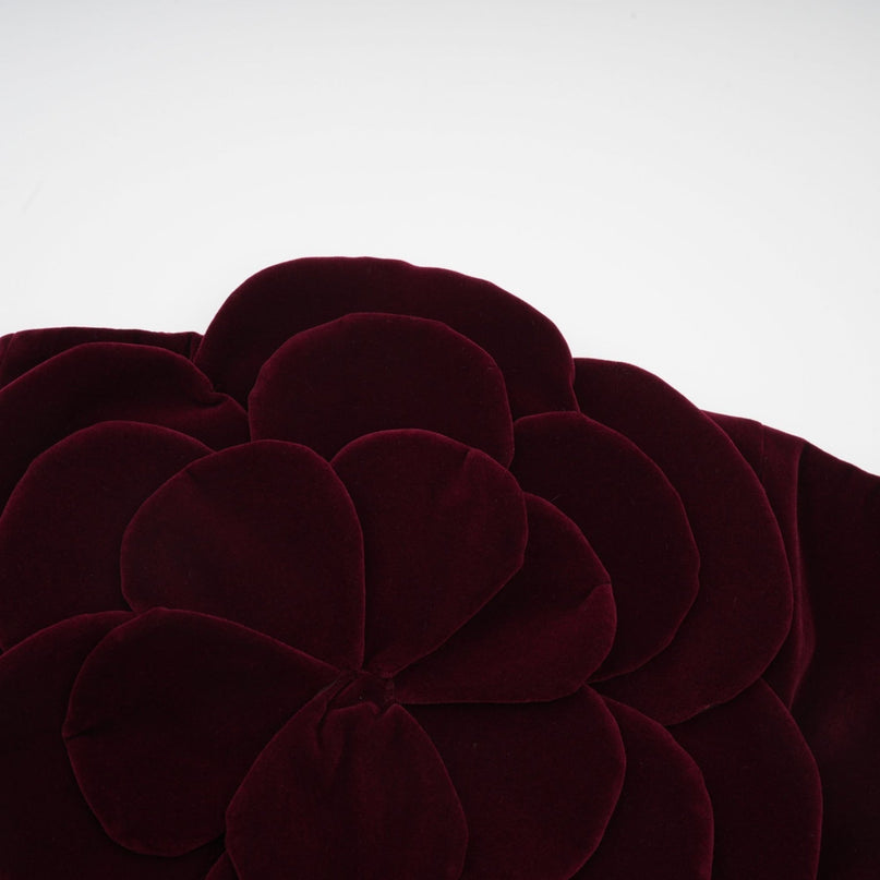 Daphne Red Velvet Floral Appliqué Mini Dress