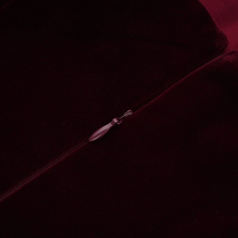 Daphne Red Velvet Mini Dress with Floral Appliqué