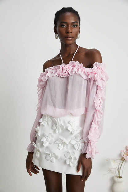 Darcy pink strapless semisheer top