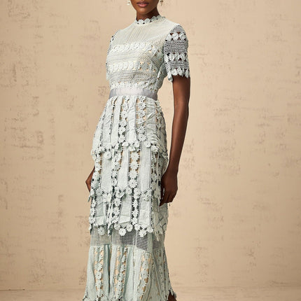 Daria Blue & Green Floral Midi Dress