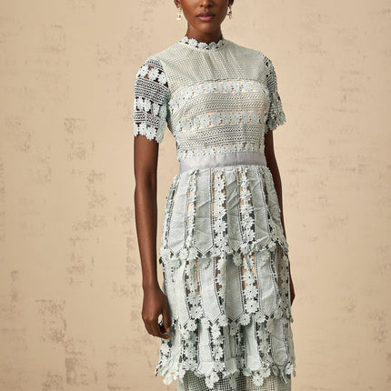 Daria Blue & Green Floral Midi Dress