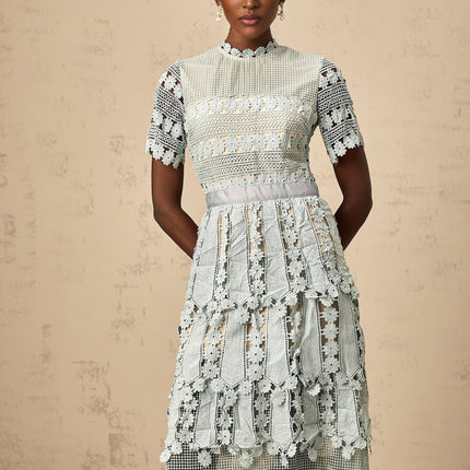 Daria Blue & Green Floral Midi Dress